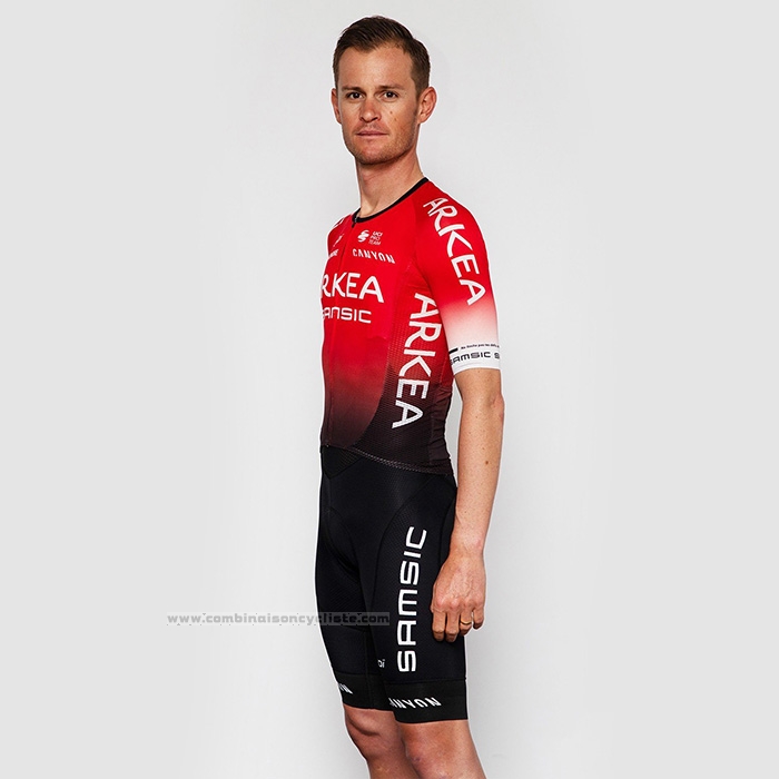 2022 Maillot Cyclisme Arkea Samsic Rouge Noir Manches Courtes et Cuissard